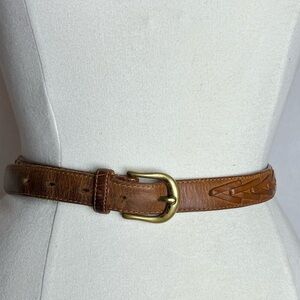 Classic Brown Leather Belt with Solid Brass Buckle
